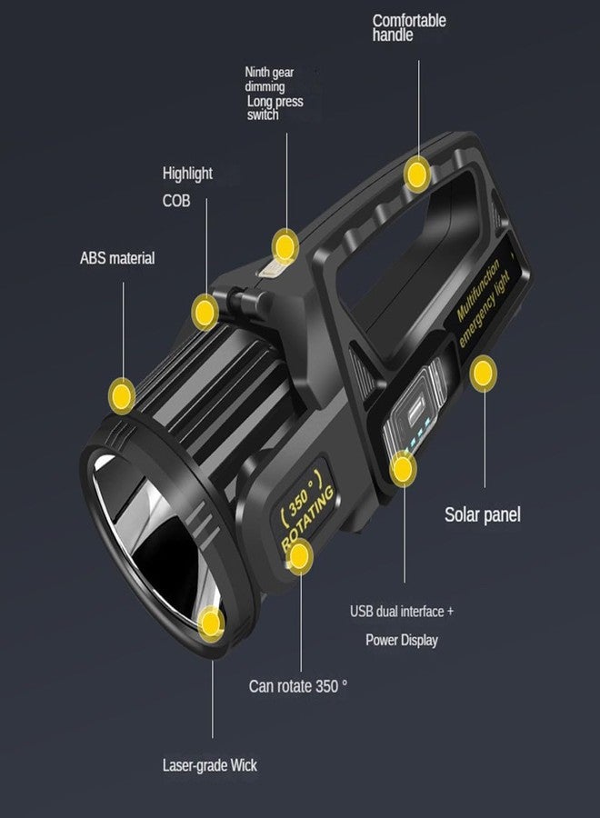 LETOUR Rechargeable Torches LED 30000 Lumens Portable Searchlight 4500mAh Multifunction Flashlight Torch Lantern 9 Modes,Type-C Solar Camping Light Searchlight Power Bank for Emergencies,Outdoor - Image 3